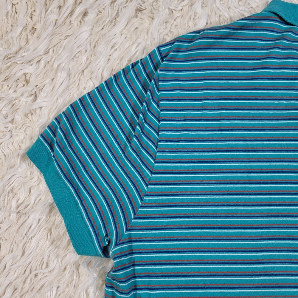 Lacoste - Men's Size 7 Blue Striped Polo Shirt - Picture 13 of 15